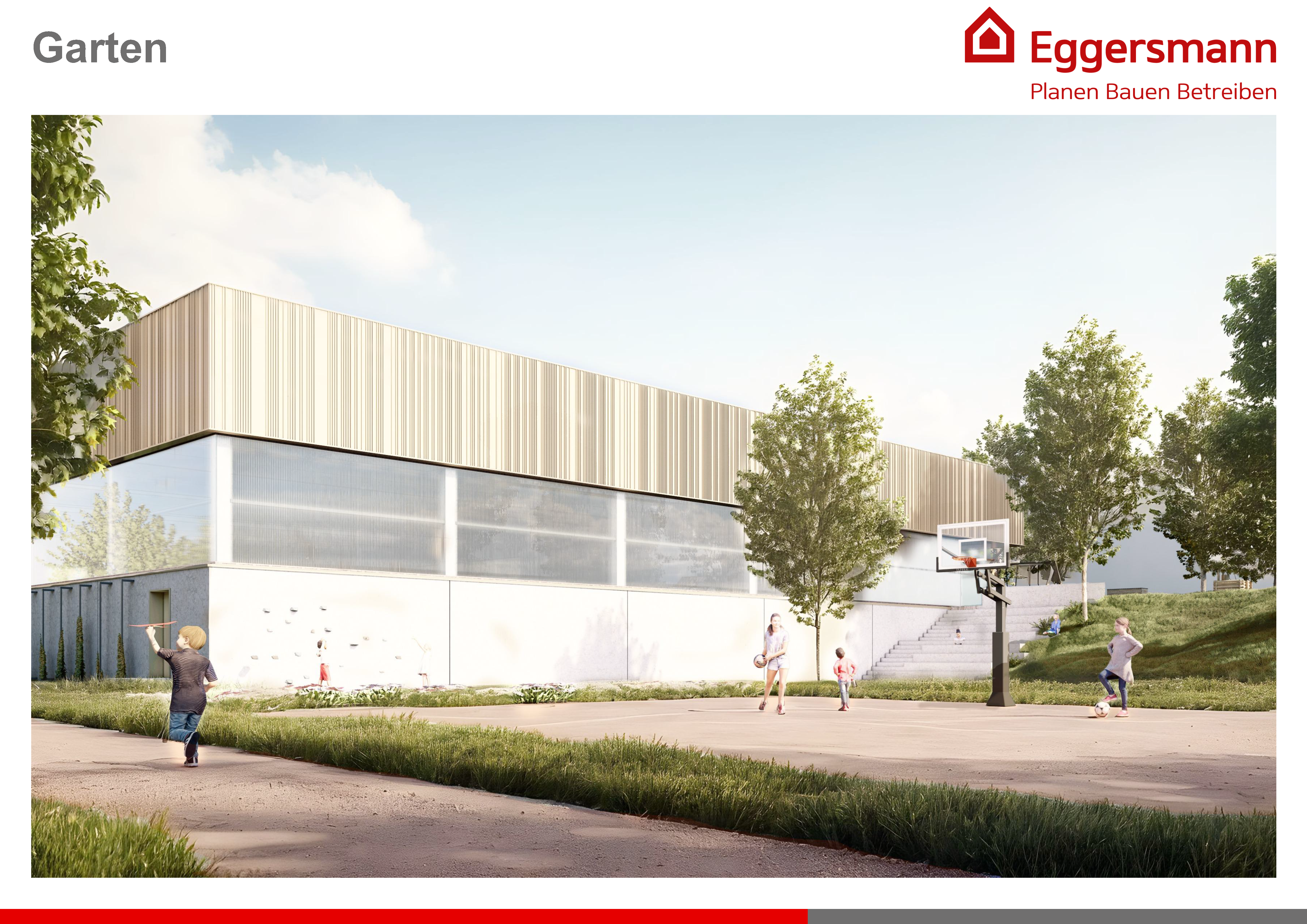 Dreifeldsporthalle Perspektive Garten