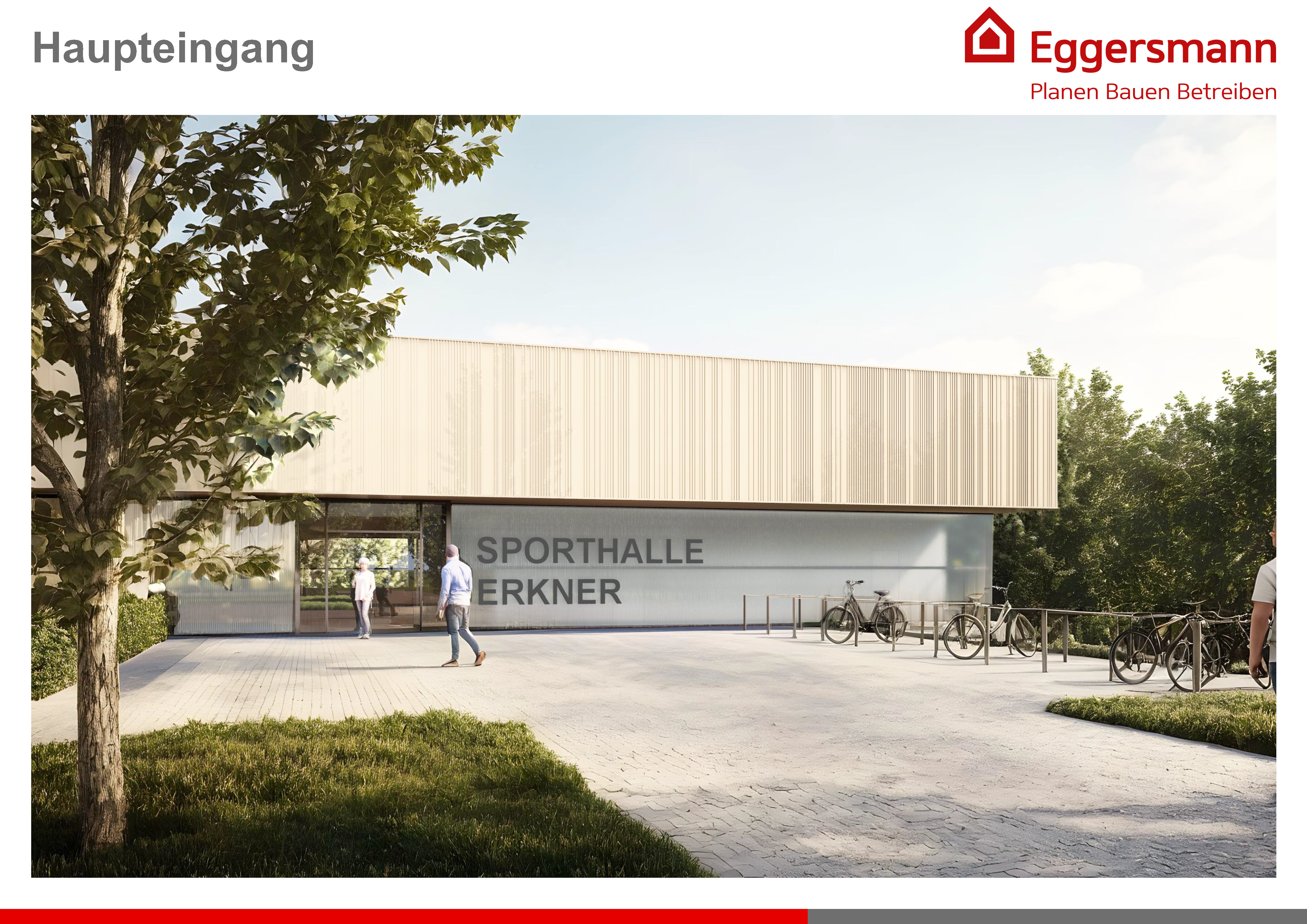 Dreifeldsporthalle Perspektive Haupteingang