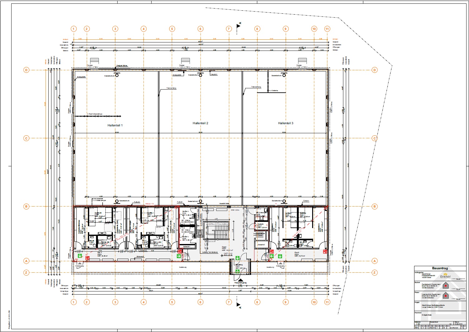 Dreifeldsporthalle Grundriss EG
