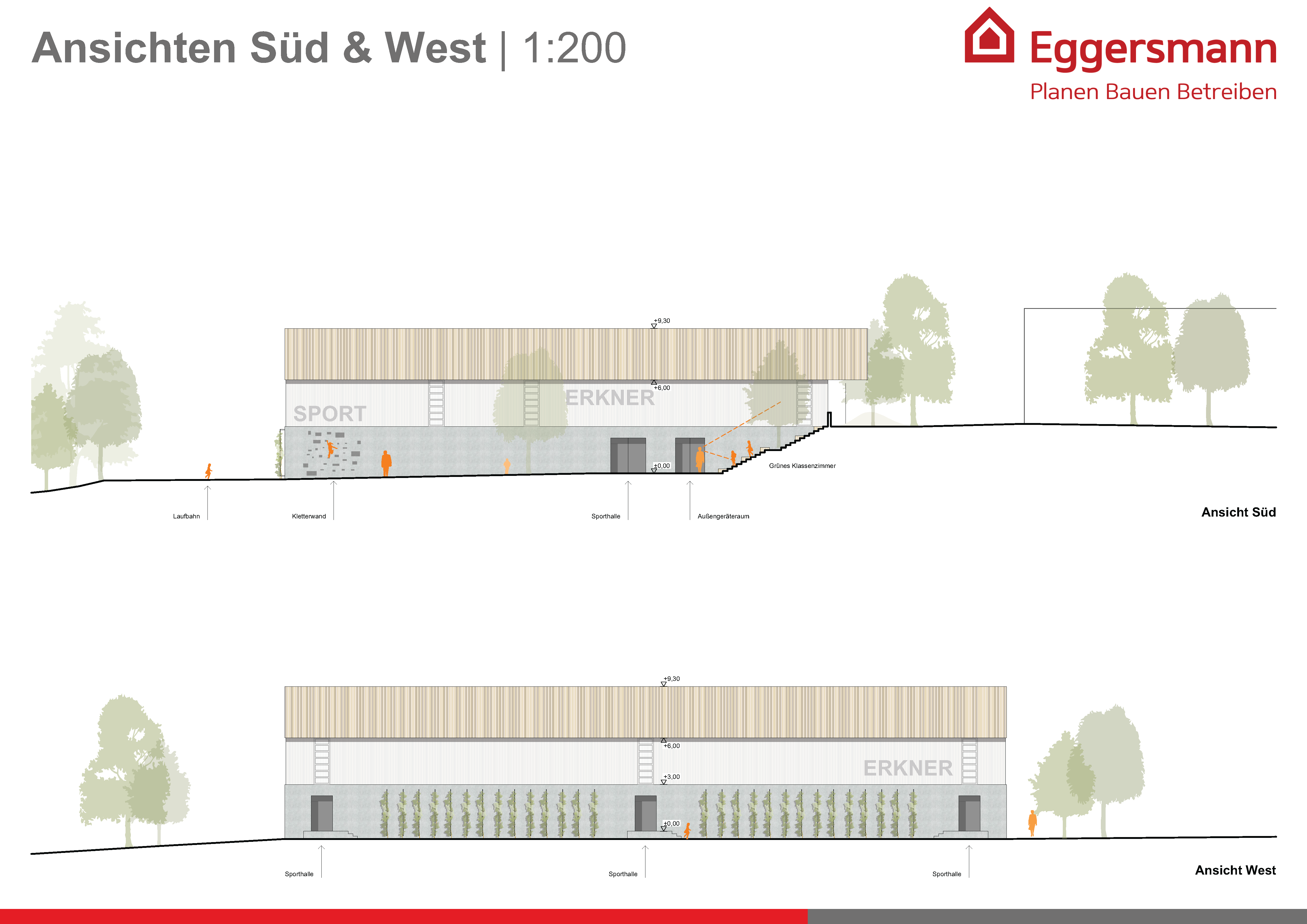 Dreifeldsporthalle Ansicht S&uuml;d & West